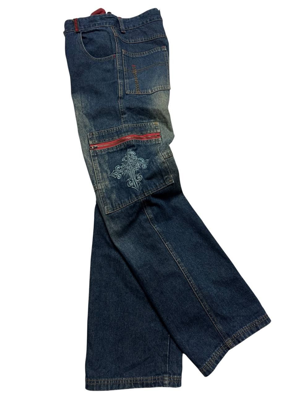 Beauty Beast 💥Baggy💥Vtg 90s Japanese Mudwash Zipper Pocket Cargo Size US 27 - 9 Thumbnail