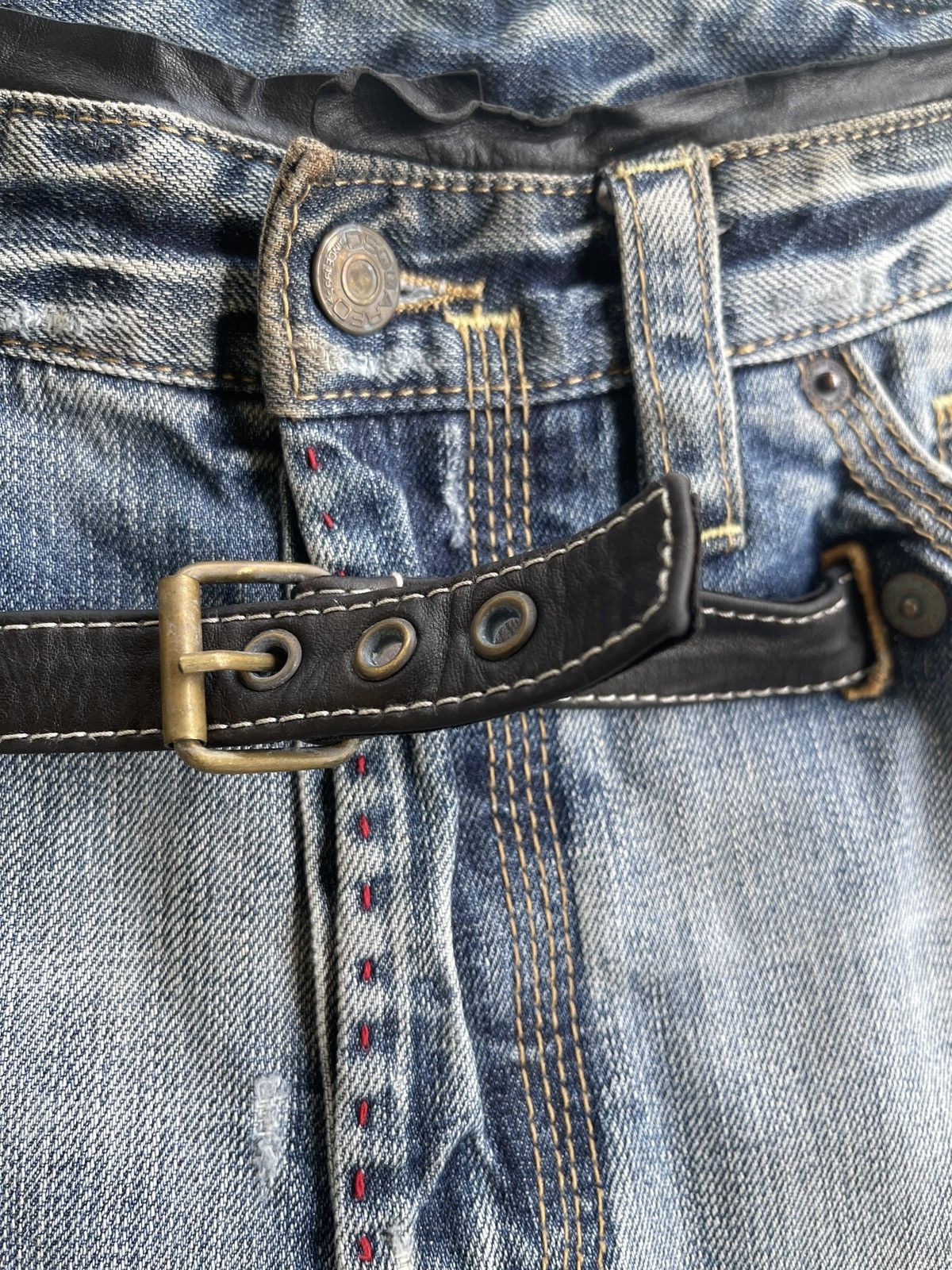 Dsquared2 Dsquared2 Distressed Belted Twisted Denim Size US 31 - 12 Thumbnail