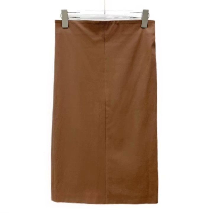 Brunello Cucinelli Brunello Cucinelli Brown Leather Casual Skirt Size 40" / US 18 - 1 Thumbnail