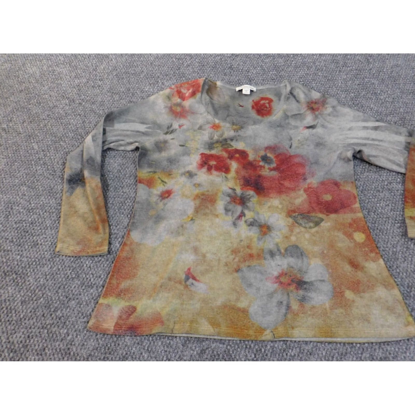 Coldwater Creek Coldwater Creek Sweater Gray Floral Crewneck Knit Pullover L Womens Vintage No Size L / US 10 / IT 46 - 3 Thumbnail
