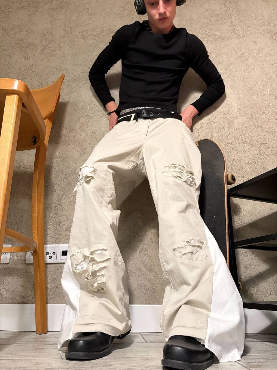 Japanese Brand rare handmade painted wide flare streetwear jeans Size US 36 / EU 52 - 1 Thumbnail