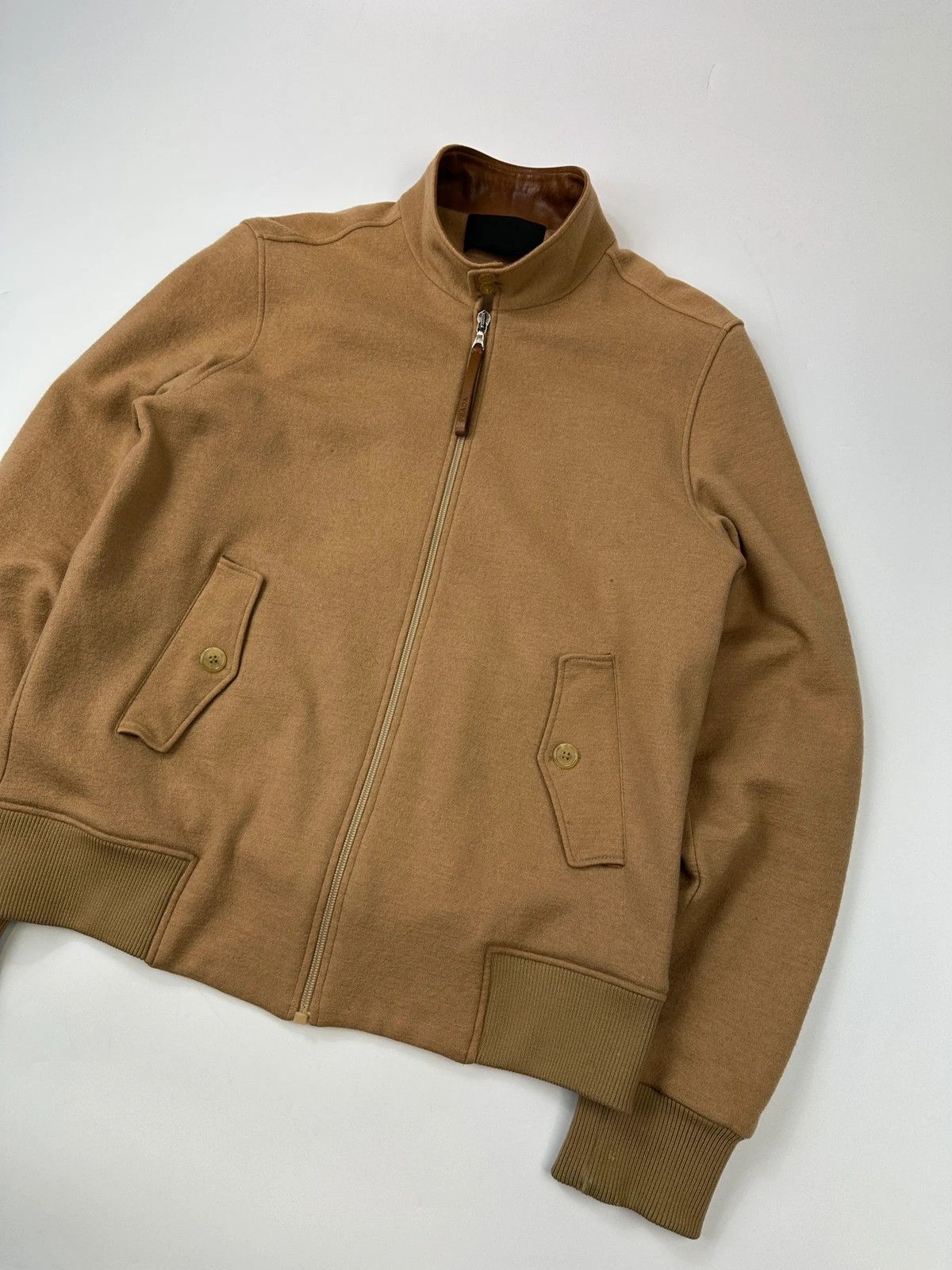 Prada Prada Milano FW2000 Beige Brown Wool & Leather Bomber Jacket Size US M / EU 48-50 / 2 - 3 Thumbnail