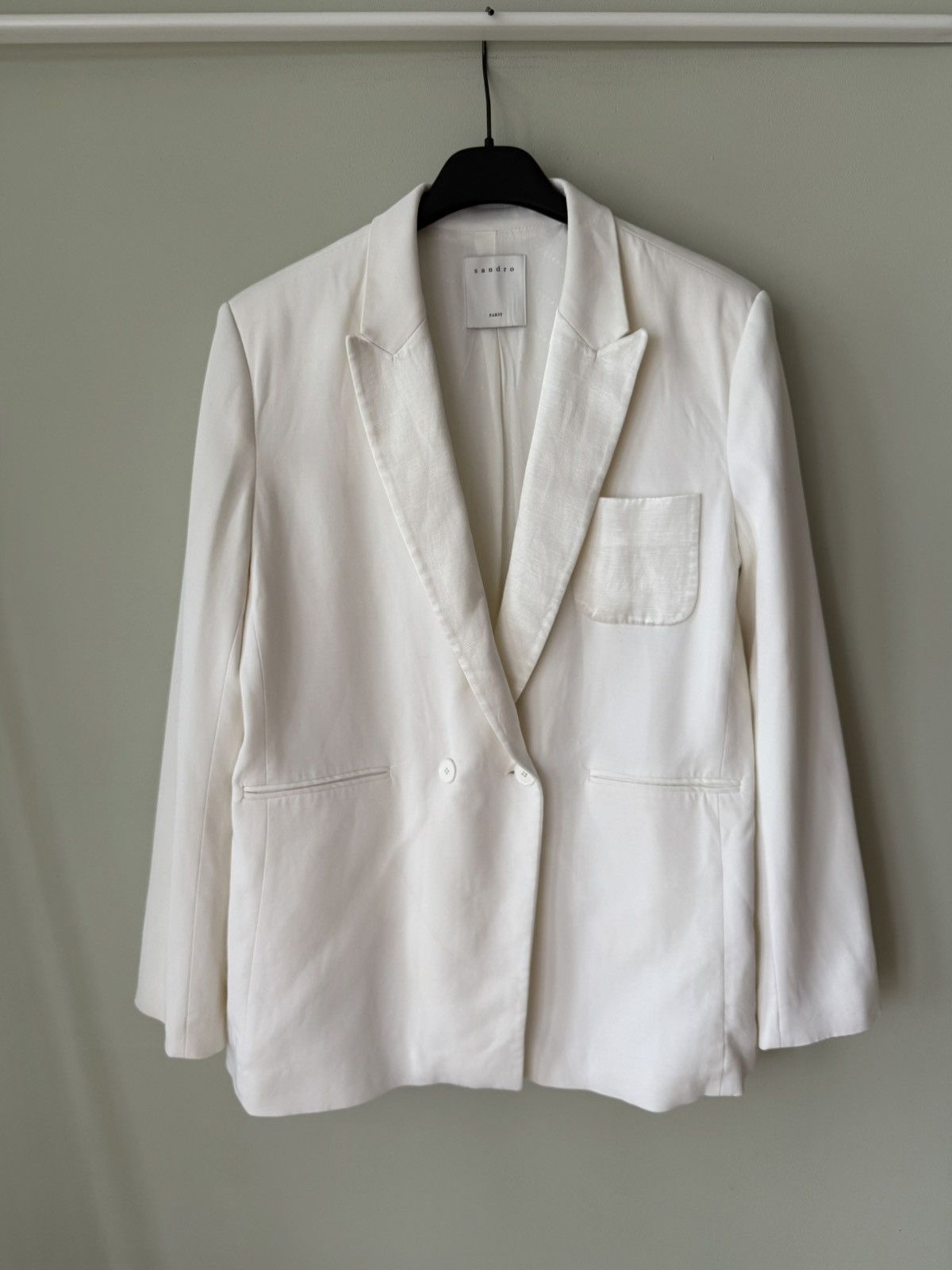 Sandro Sandro Paris White Tailored Blazer jacket Size M / US 6-8 / IT 42-44 - 1 Thumbnail
