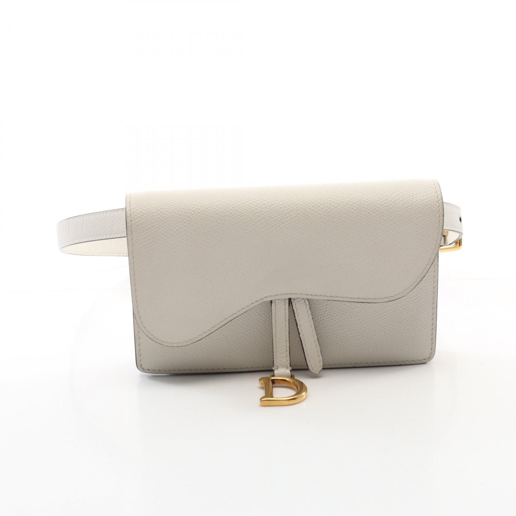 Dior Christian Dior Saddle Leather 2Way Bag Leather Belt Bag in White, Women's