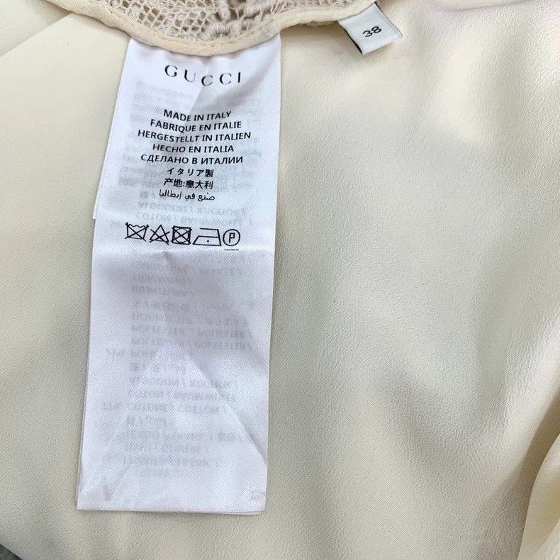 Gucci Gucci Beige Lace V-Neck Cotton Dress-2506 Size 22" - 8 Thumbnail