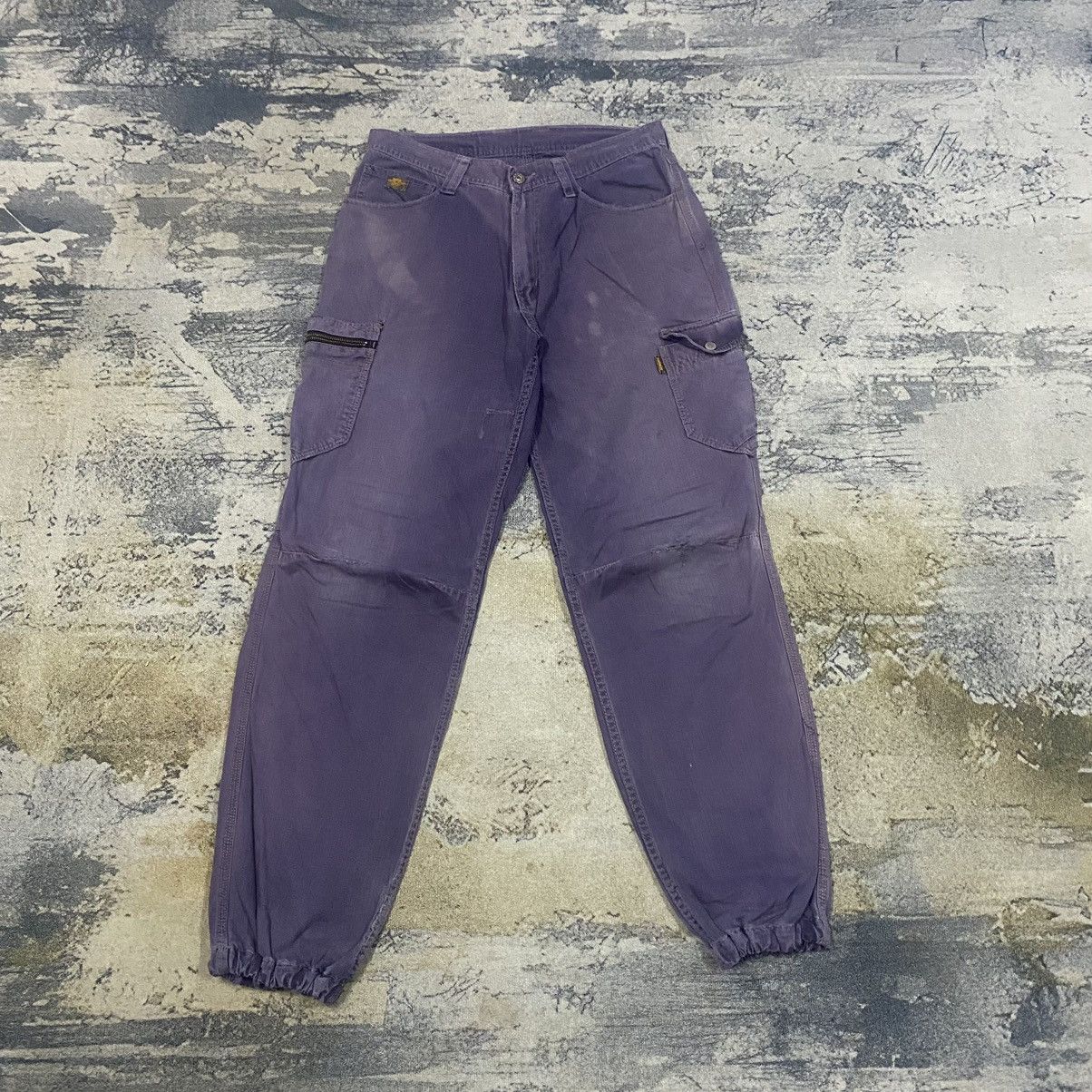 image of Japanese Dogman Distressed Cargo Pants in Faded Purple, Men's (Size 31)