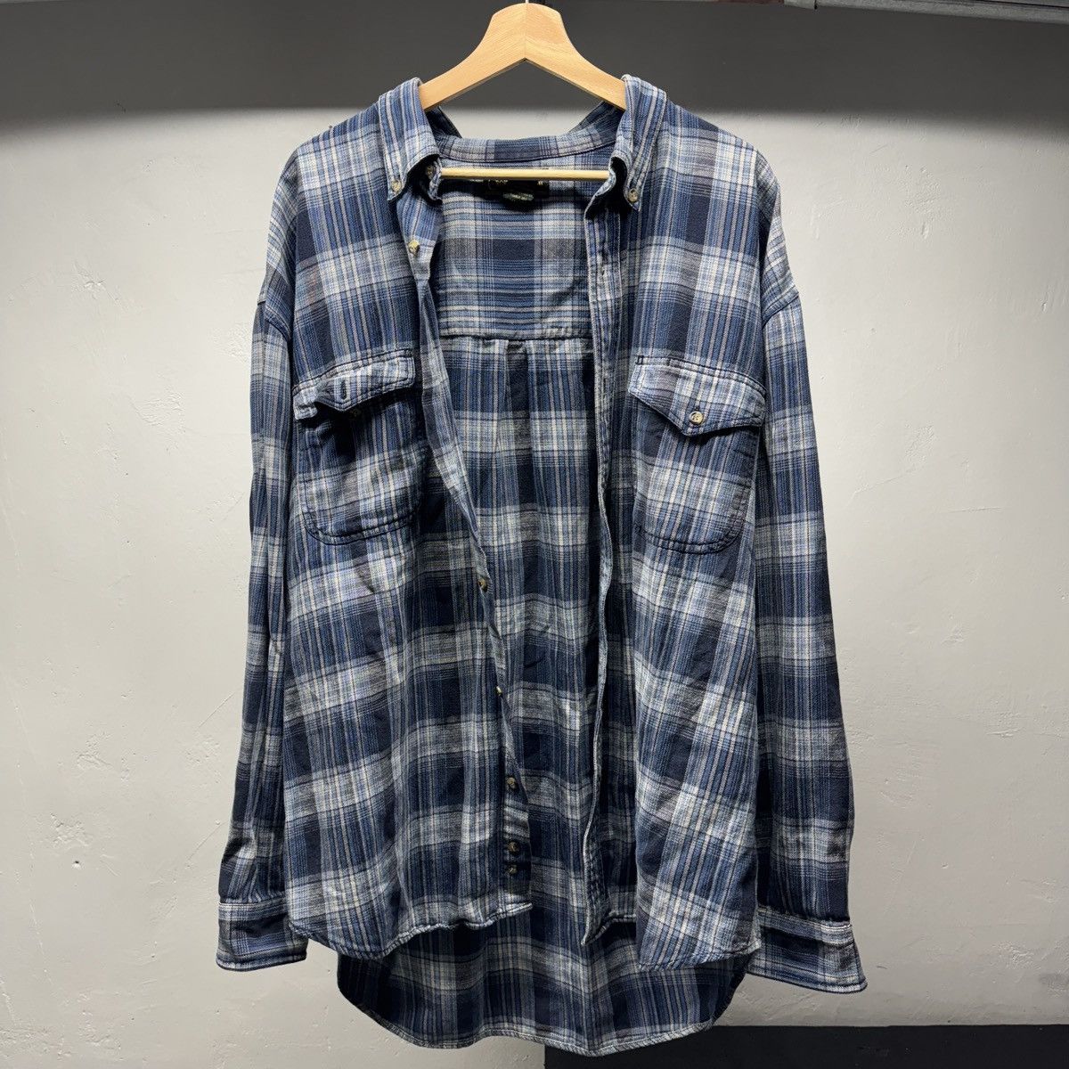 Vintage Faded Blue Plaid Flannel Shirt ERD Grunge Skater Size US XL / EU 56 / 4 - 1 Thumbnail