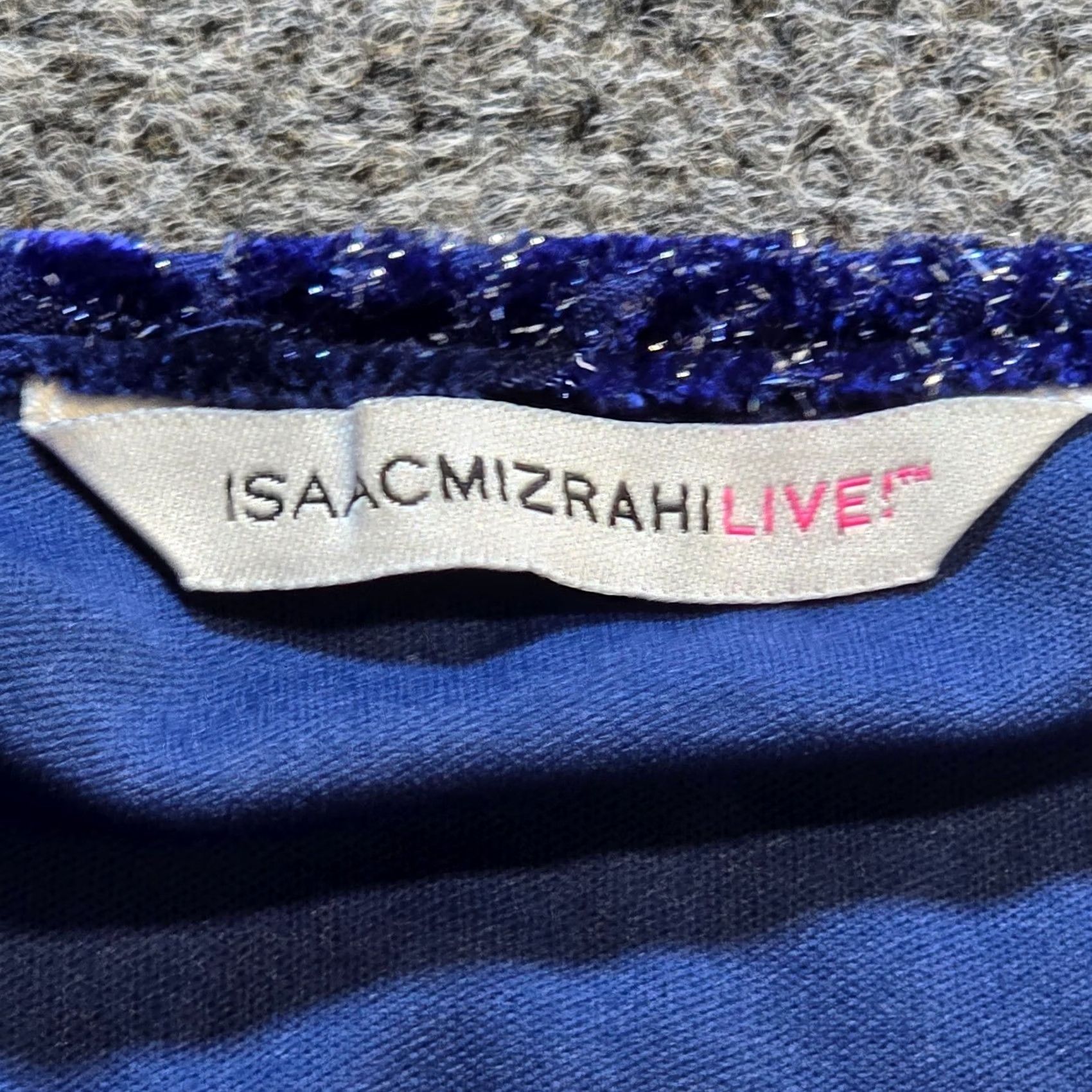 Isaac Mizrahi Isaac Mizrahi Top Womens Size S Blue Floral Shimmer Velour Holiday Classic Size S / US 4 / IT 40 - 4 Thumbnail