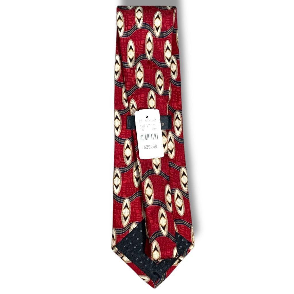 Bill Blass Vintage Bill Blass Black Label Silk Tie Red Geometric Print Size ONE SIZE - 3 Thumbnail
