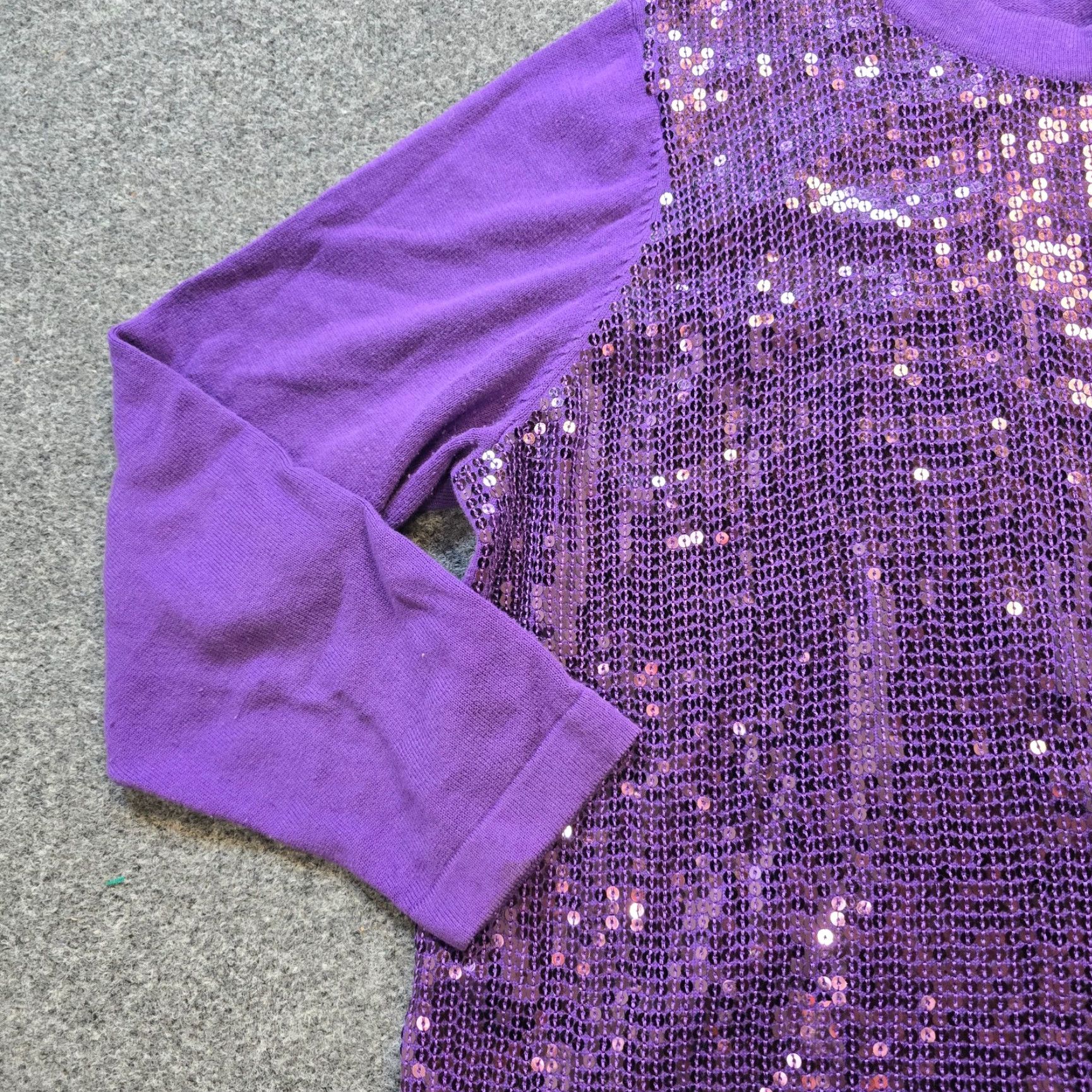 Quacker Factory Quacker Factory Cardigan Sweater 1X Purple Sequin Full Zip Womens Plus Size Holiday Casual Party Knit Front Sequin Cardigan Size XL / US 12-14 / IT 48-50 - 4 Thumbnail
