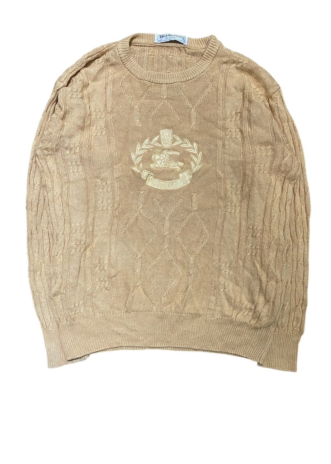 Burberry Vintage BurberryS cable knit embroidered big logo knitwear Size US M / EU 48-50 / 2 - 1 Thumbnail