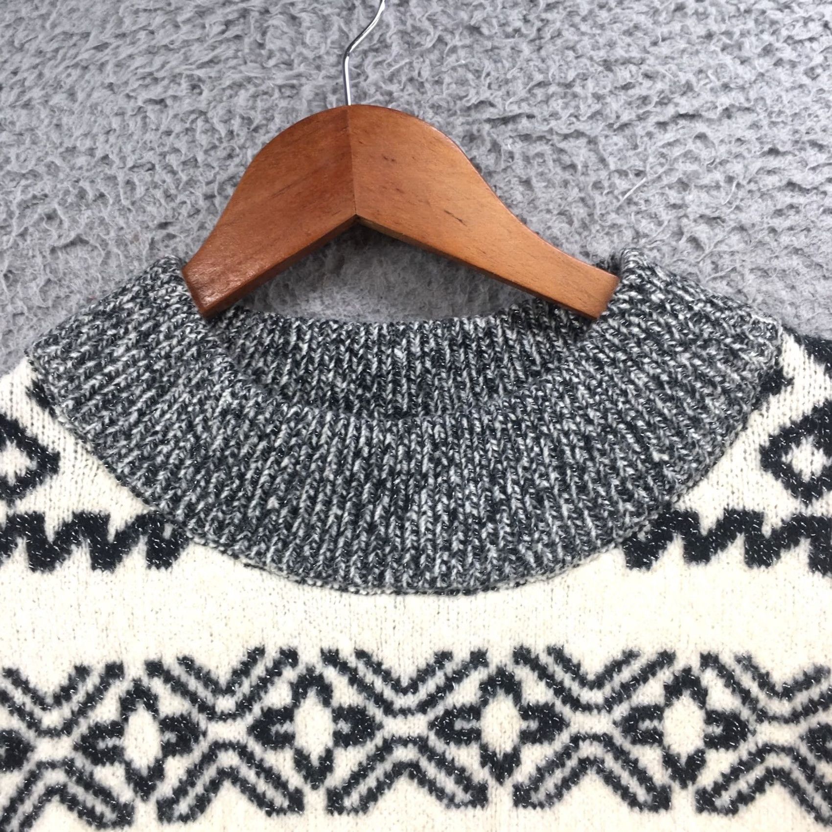 Vintage A New Day Sweaters Womens XL White Crew Neck Long Sleeves Pullover NEW Knit Polyester Argyle/Diamond Casual Size XL / US 12-14 / IT 48-50 - 3 Thumbnail