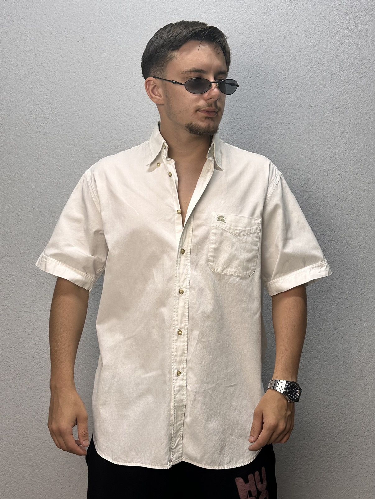 Burberry Burberrys Shirt White Crew Neck Avantgarde Luxury Prada Y2K Size US M / EU 48-50 / 2 - 1 Thumbnail