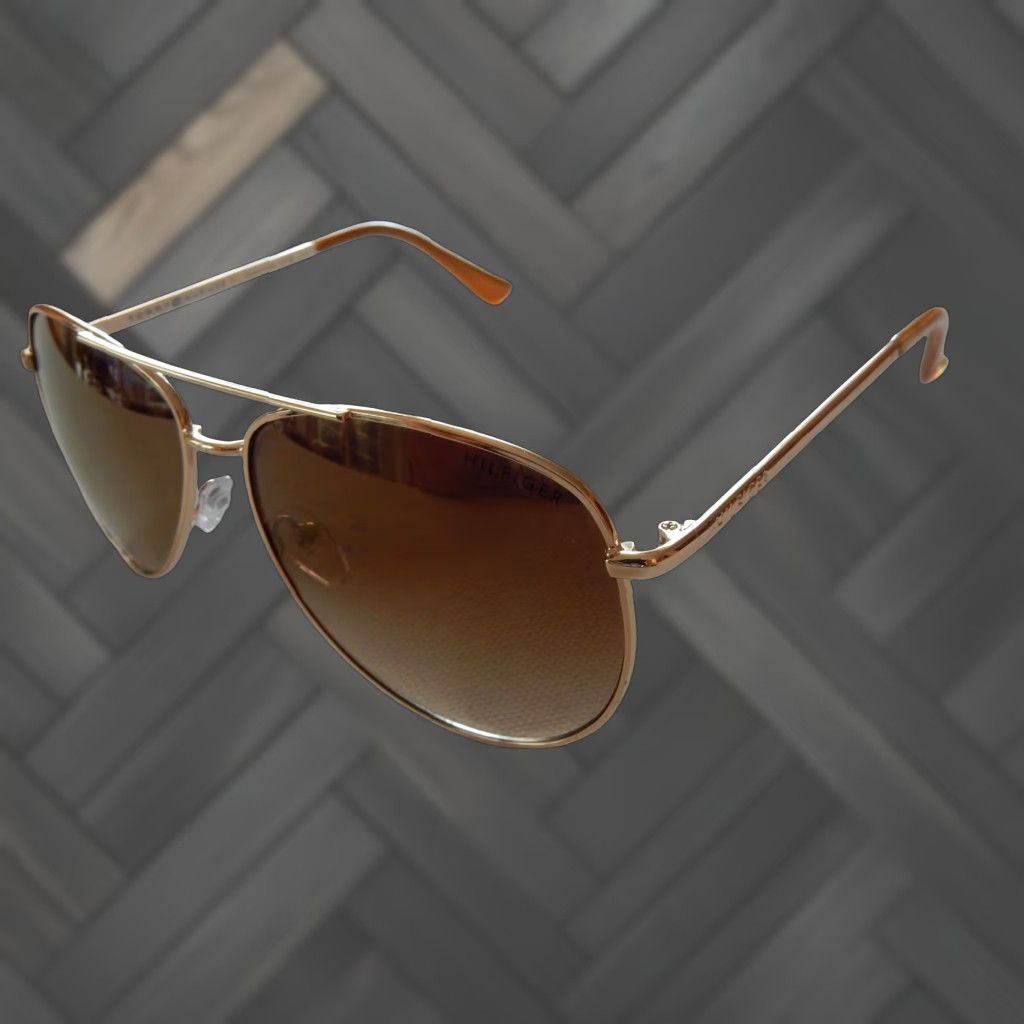 Tommy Hilfiger VINTAGE Tommy Hilfiger Aviator Sunglasses Women Adult Medium Gold Stylish 60[]14 141 Rowena WM OL491 Size ONE SIZE - 1 Thumbnail