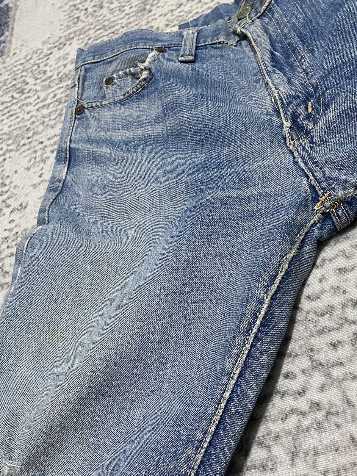 Vintage Vintage Distressed 70's CANTON Bootcut Half Selvedge Jeans Size US 32 / EU 48 - 14 Thumbnail