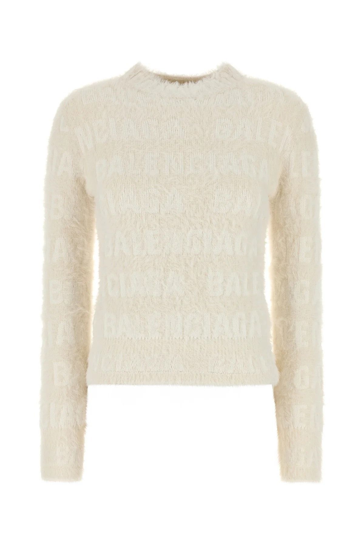 Balenciaga o1s1rm1225 Allover Furry Fitted Sweater Beige Size M / US 6-8 / IT 42-44 - 1 Thumbnail