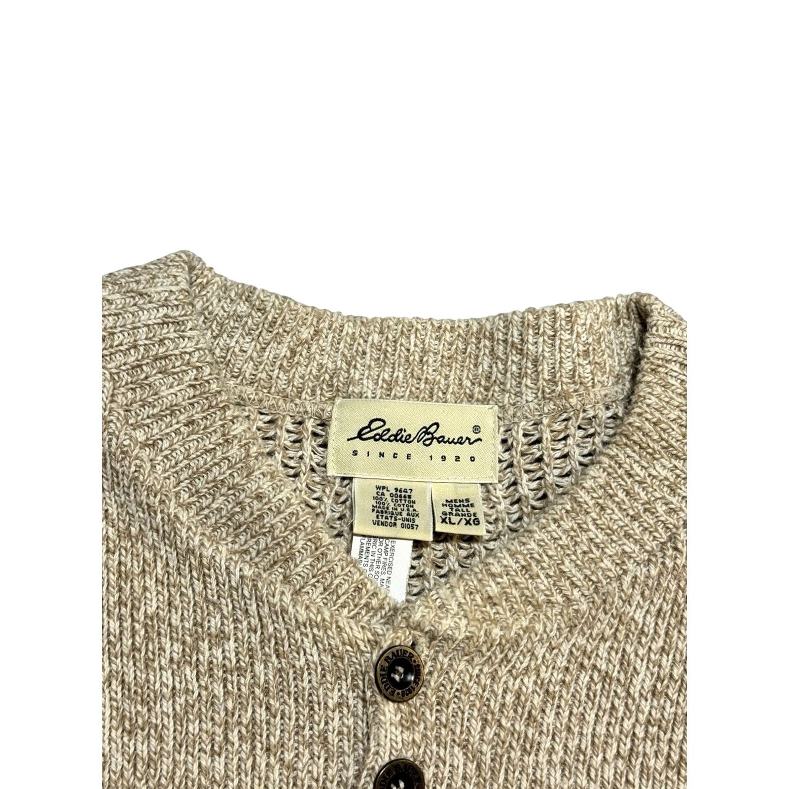 Eddie Bauer VINTAGE Eddie Bauer Fisherman's Sweater Mens XL Tall Cotton Knit Pullover Tan Size US XL / EU 56 / 4 - 3 Thumbnail