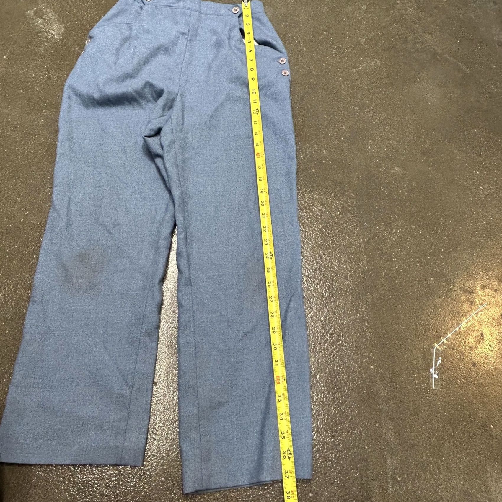 Vintage VINTAGE Jean Nicole Pants Womens 7 Blue Twill High Waist Straight Leg Buttons Pants Women Blue 90s Business Casual Mens Womens Boys Girls Size 28" / US 6 / IT 42 - 6 Thumbnail