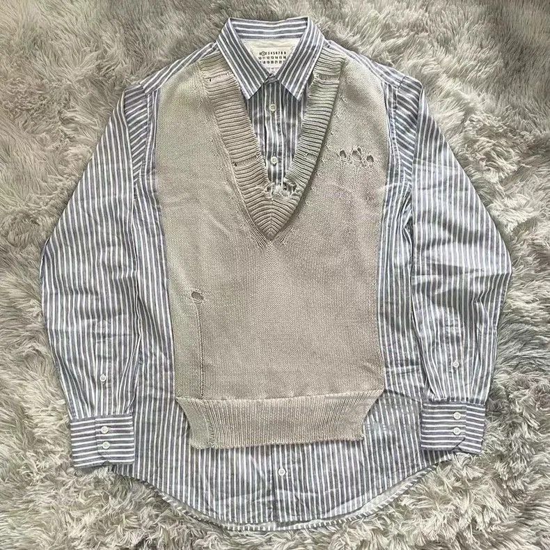 Maison Margiela Striped Mix Shirt Sweater Combo. Size US M / EU 48-50 / 2 - 1 Thumbnail