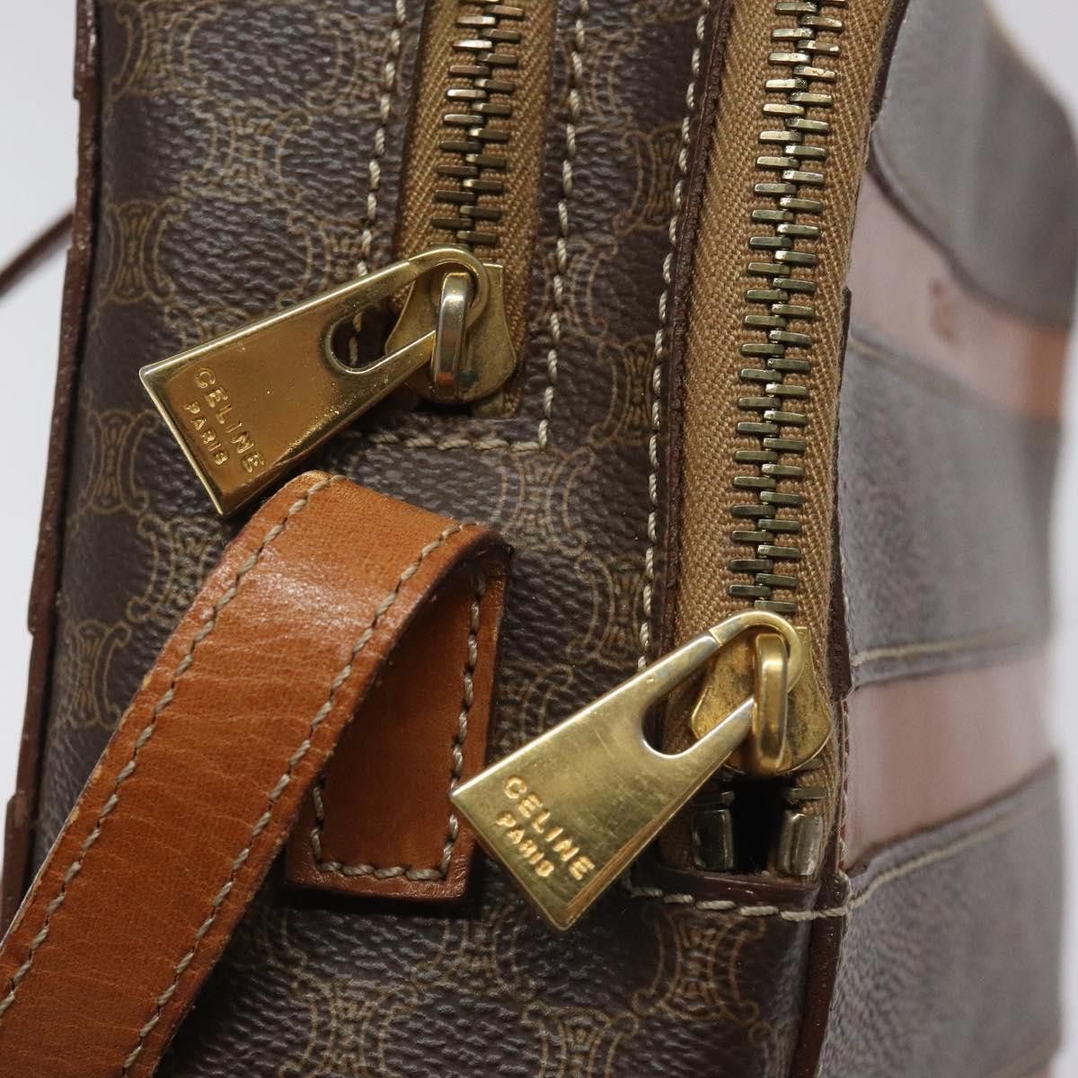 Celine CELINE Macadam Canvas Shoulder Bag Pvc Beige Brown Gold Size ONE SIZE - 10 Thumbnail