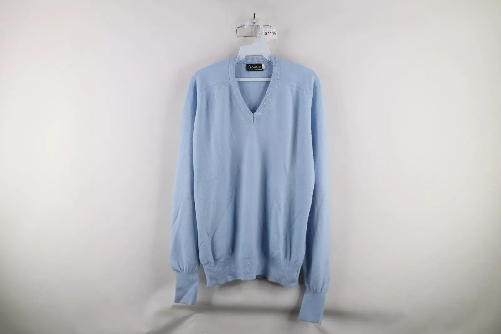 Vintage Vintage 70s Streetwear Blank Knit Sweater Carolina Blue USA Size US XL / EU 56 / 4 - 1 Thumbnail