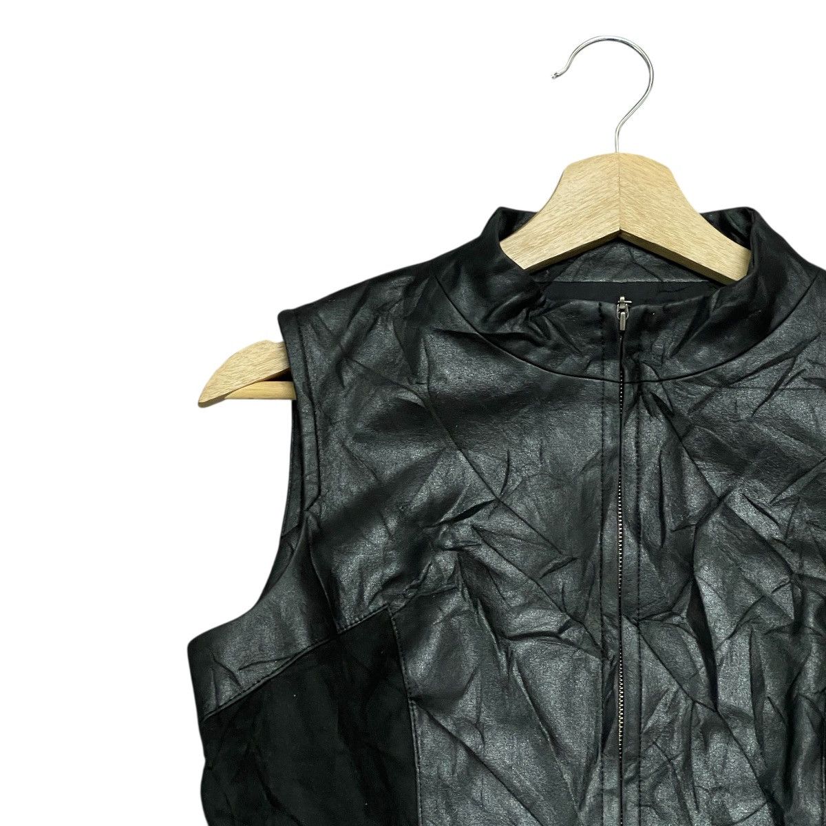 Karl Lagerfeld Vintage Karl Lagerfeld Faux Leather Biker Moto Vest Jacket Size US XS / EU 42 / 0 - 6 Thumbnail