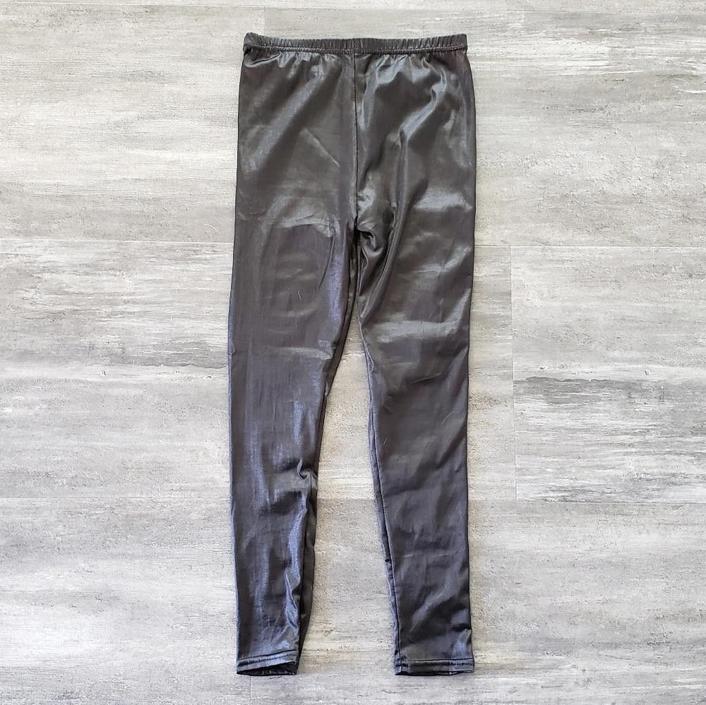 Designer Black Metallic Lace Detailed Dressy Legging Size 28" / US 6 / IT 42 - 2 Thumbnail