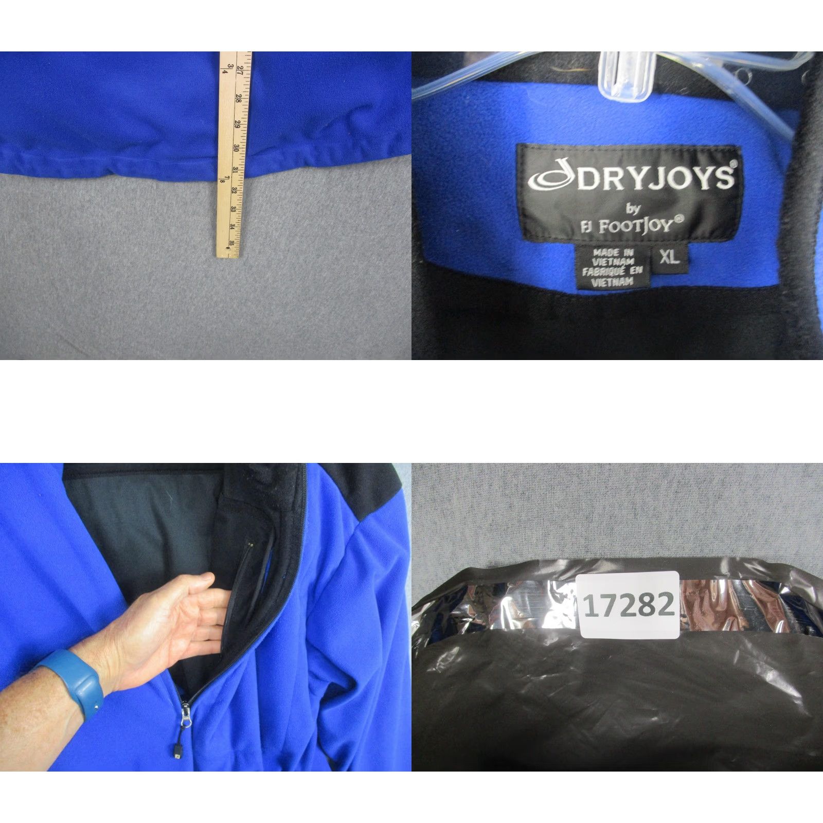 Footjoy VINTAGE: No — FootJoy DryJoys Pullover Jacket Mens XL Blue Windbreaker Fleece Pockets Golf Size US XL / EU 56 / 4 - 8 Thumbnail