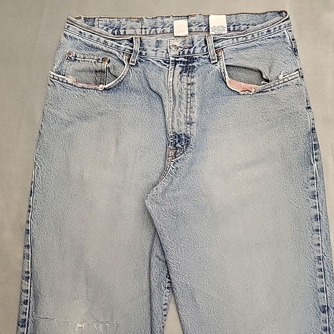 Lucky Brand VINTAGE Lucky Brand Jeans Mens 34 Blue Straight Leg Distressed Made In USA 90s Size US 34 / EU 50 - 4 Thumbnail