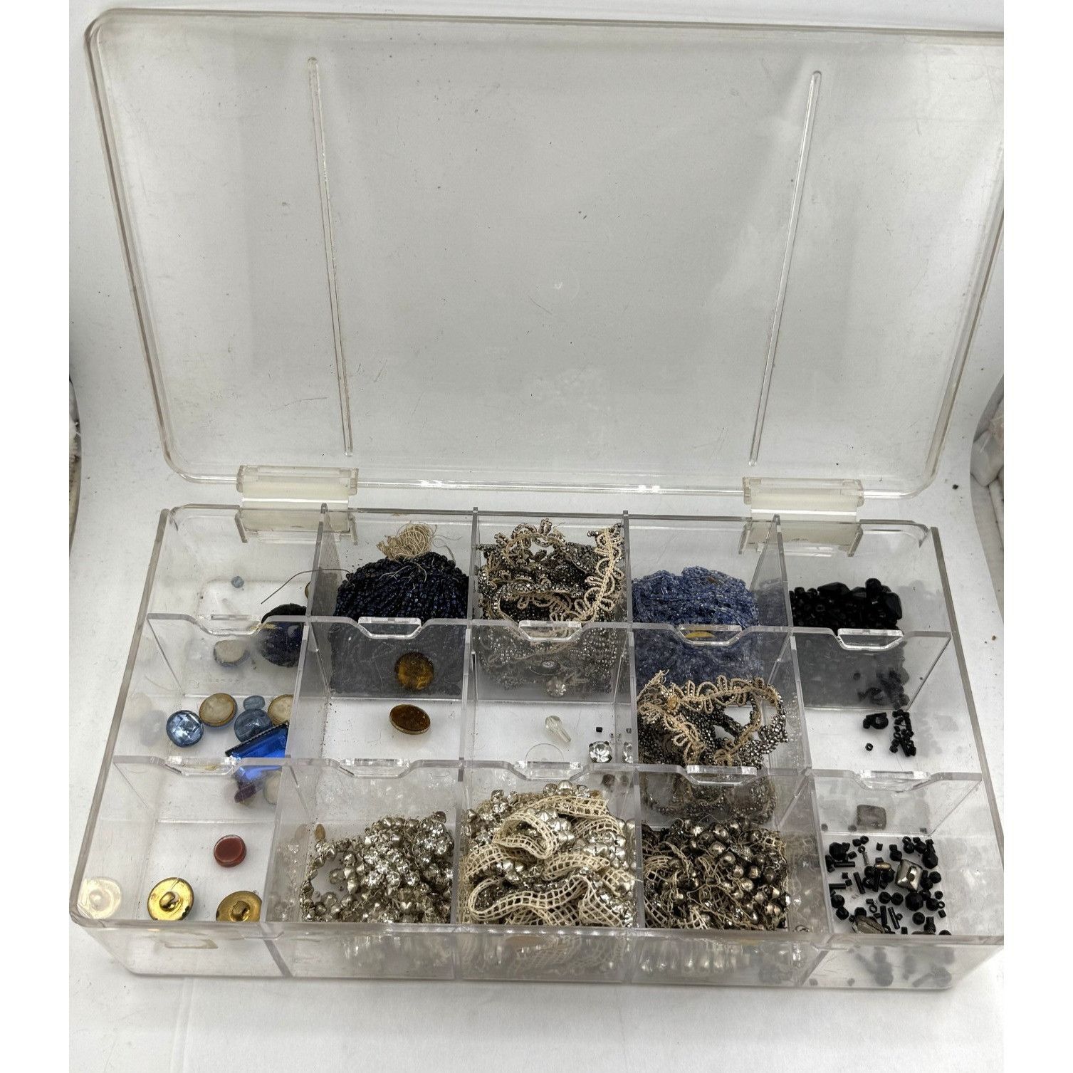 Vintage Lot Box of Jewelry Making Findings, Assorted Beads & Finding Size ONE SIZE - 1 Thumbnail