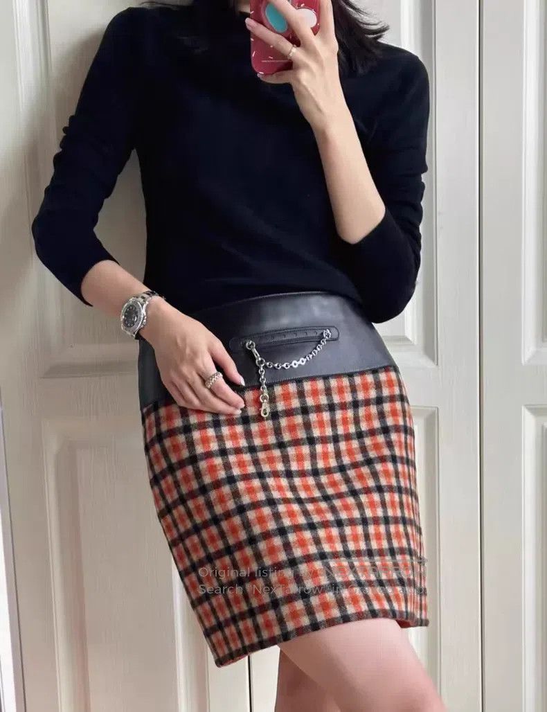 Hermes Hermes Double Faced Cashmere and Leather Skirt Size 24" / US 00 / IT 34 - 7 Thumbnail