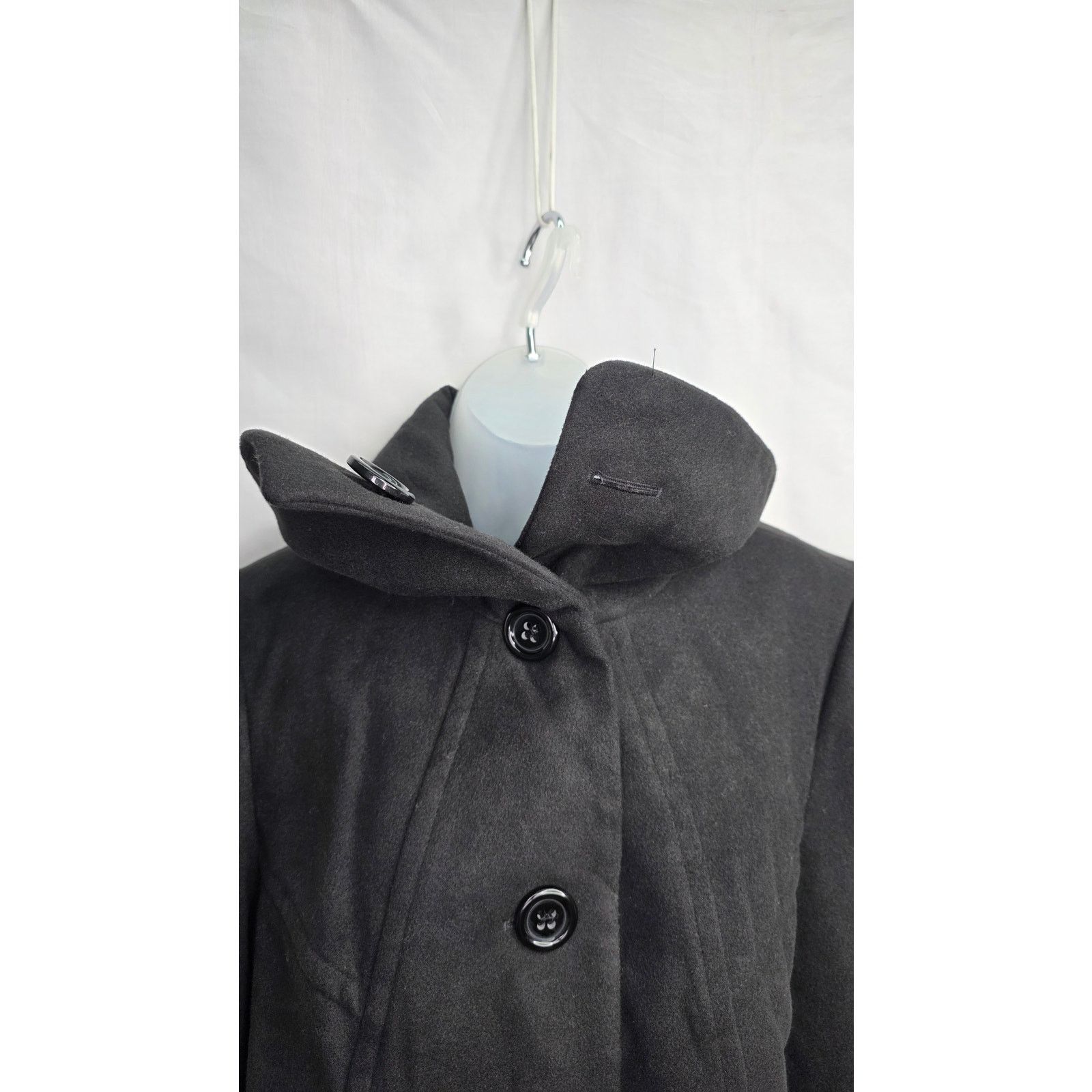 1 Madison Womens Black Peacoat Jacket Large Button Front Winter Coat Size L / US 10 / IT 46 - 10 Thumbnail