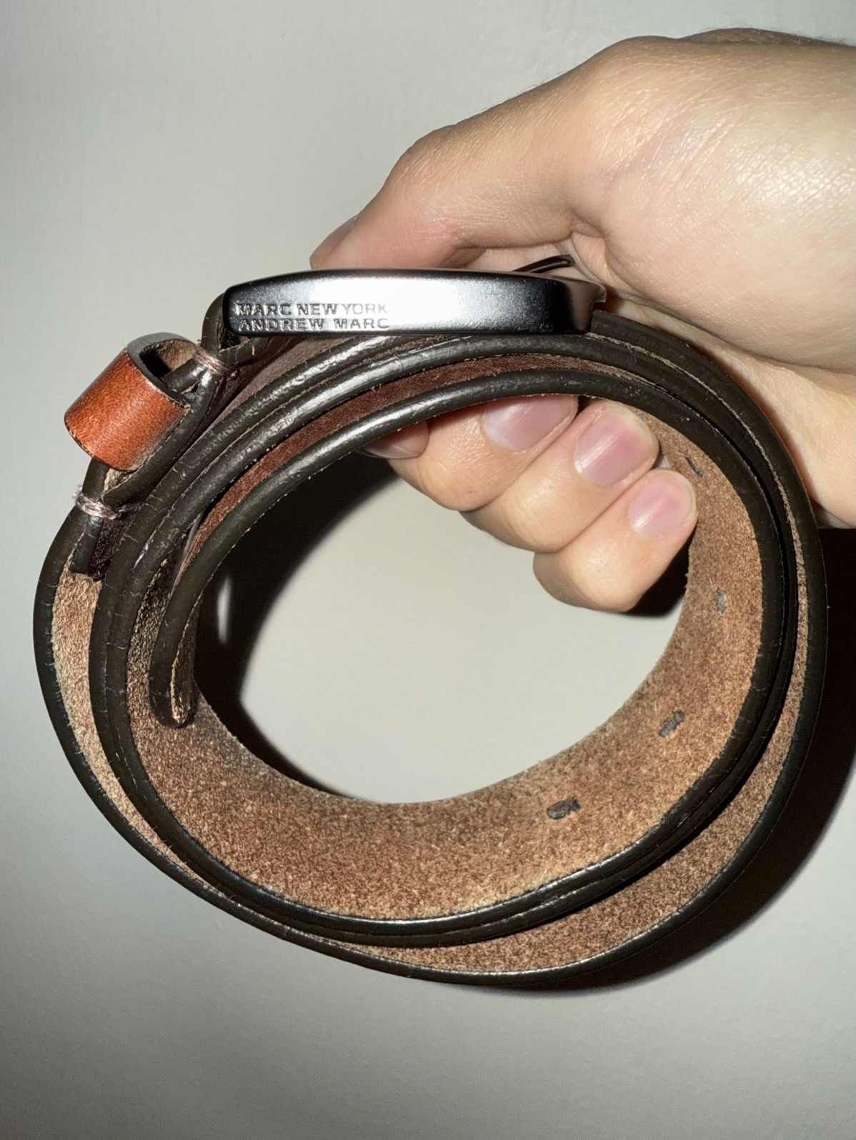 Andrew Marc Leather Belt Size 32 - 3 Thumbnail