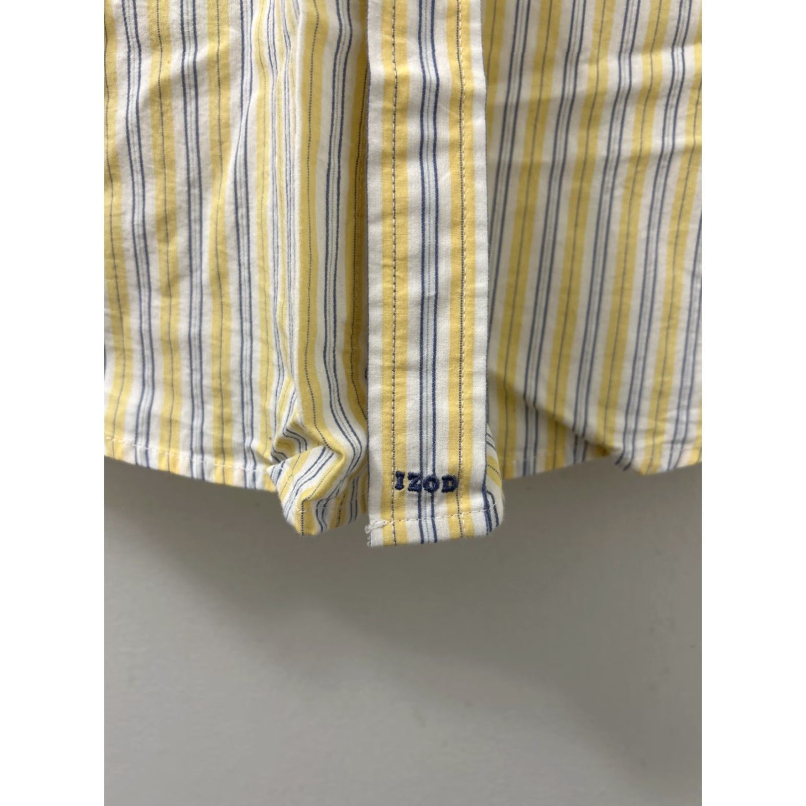 Izod IZOD Shirt Mens XL Yellow Oxford Striped Button-Down Pocket Short Sleeve Size US XL / EU 56 / 4 - 7 Thumbnail