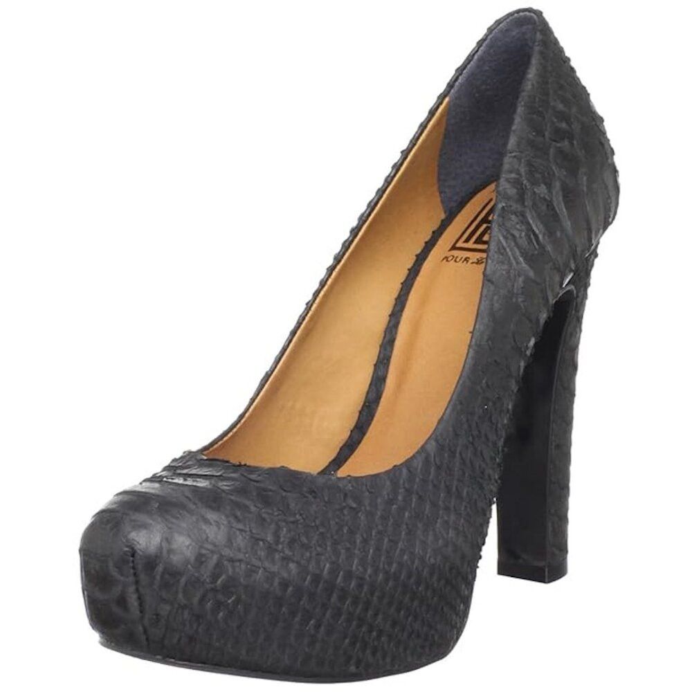 Pour La Victoire Irina II Snakeskin High Heel Black Shoes M