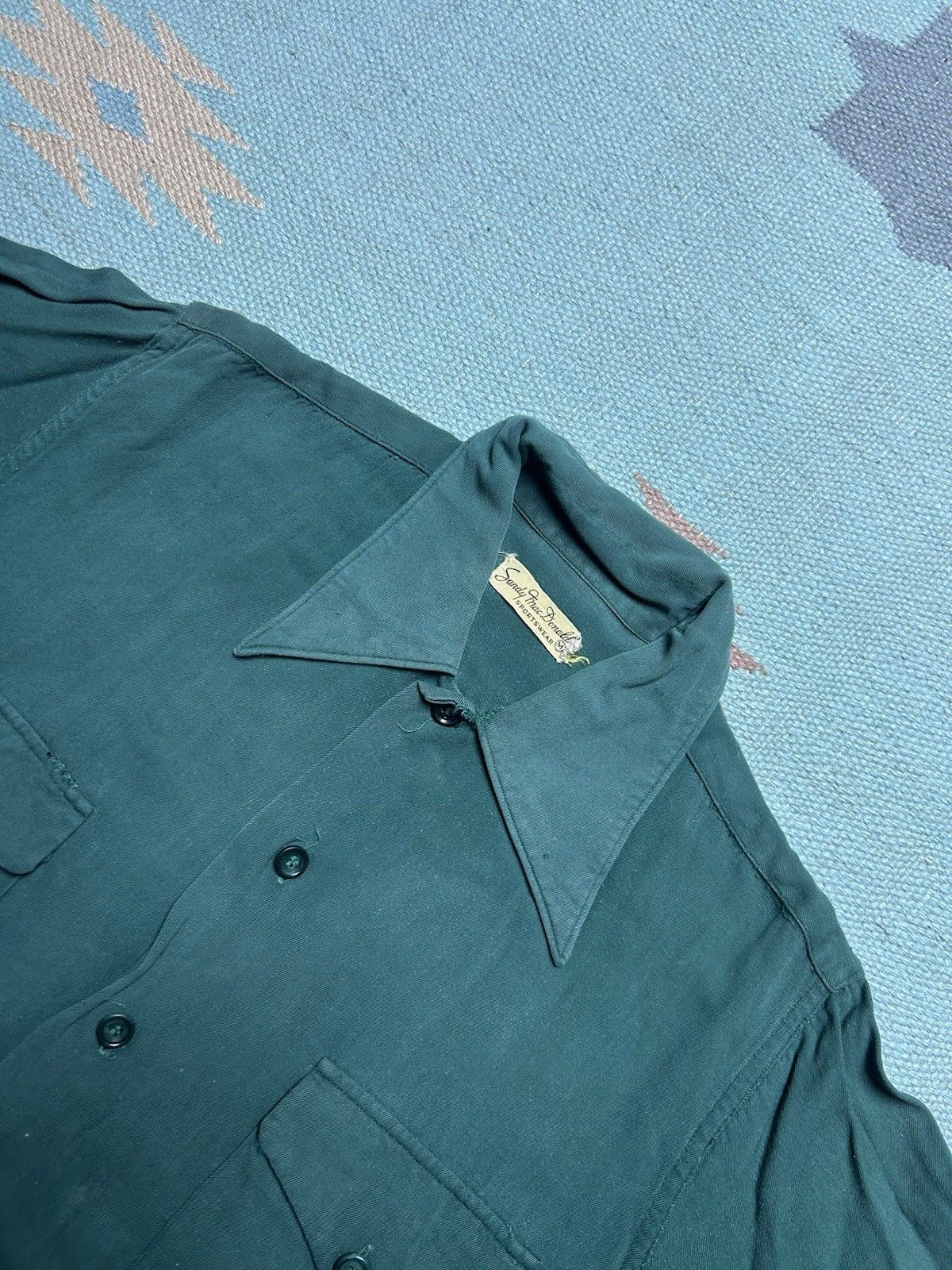 Vintage Vtg 1940s rayon gabardine button shirt forest green medium Size US M / EU 48-50 / 2 - 7 Thumbnail