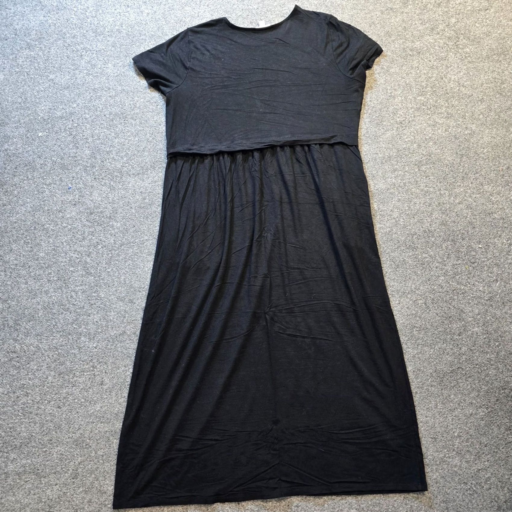 J. Jill J. Jill Dress Womens XL Black Stretchy Short Sleeve Midi Casual Minimalist Shift Knit Rayon Spandex Regular Sleeve Cap Black Size 40" / US 18 - 7 Thumbnail