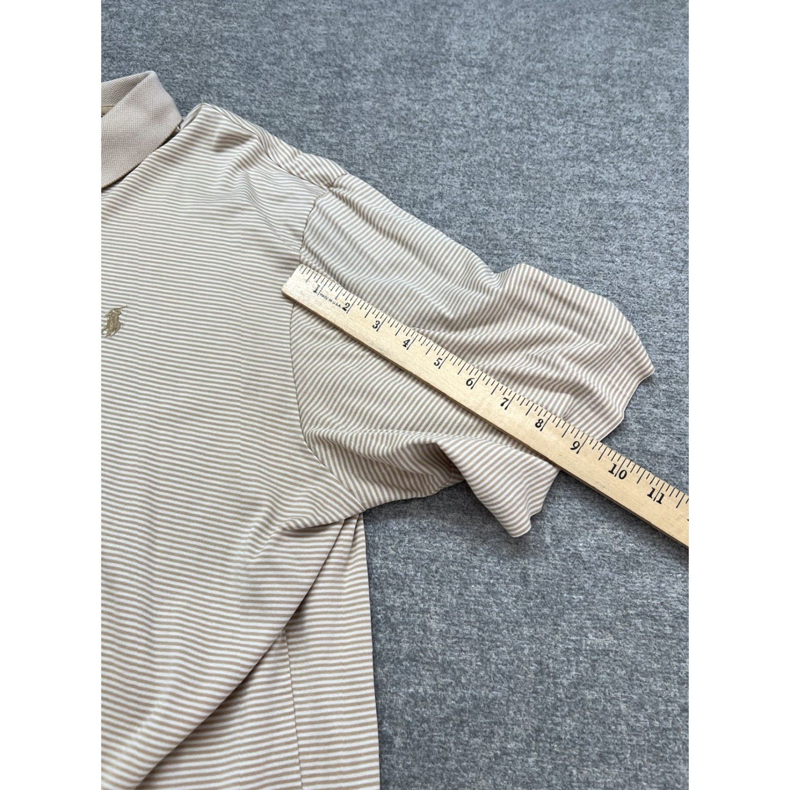 Polo Ralph Lauren Polo Ralph Lauren Mens Polo Shirt Adult XL Short Sleeve Beige Striped Pony Logo Polo Ralph Lauren Big Pony Golf Shirt Size US XL / EU 56 / 4 - 6 Thumbnail