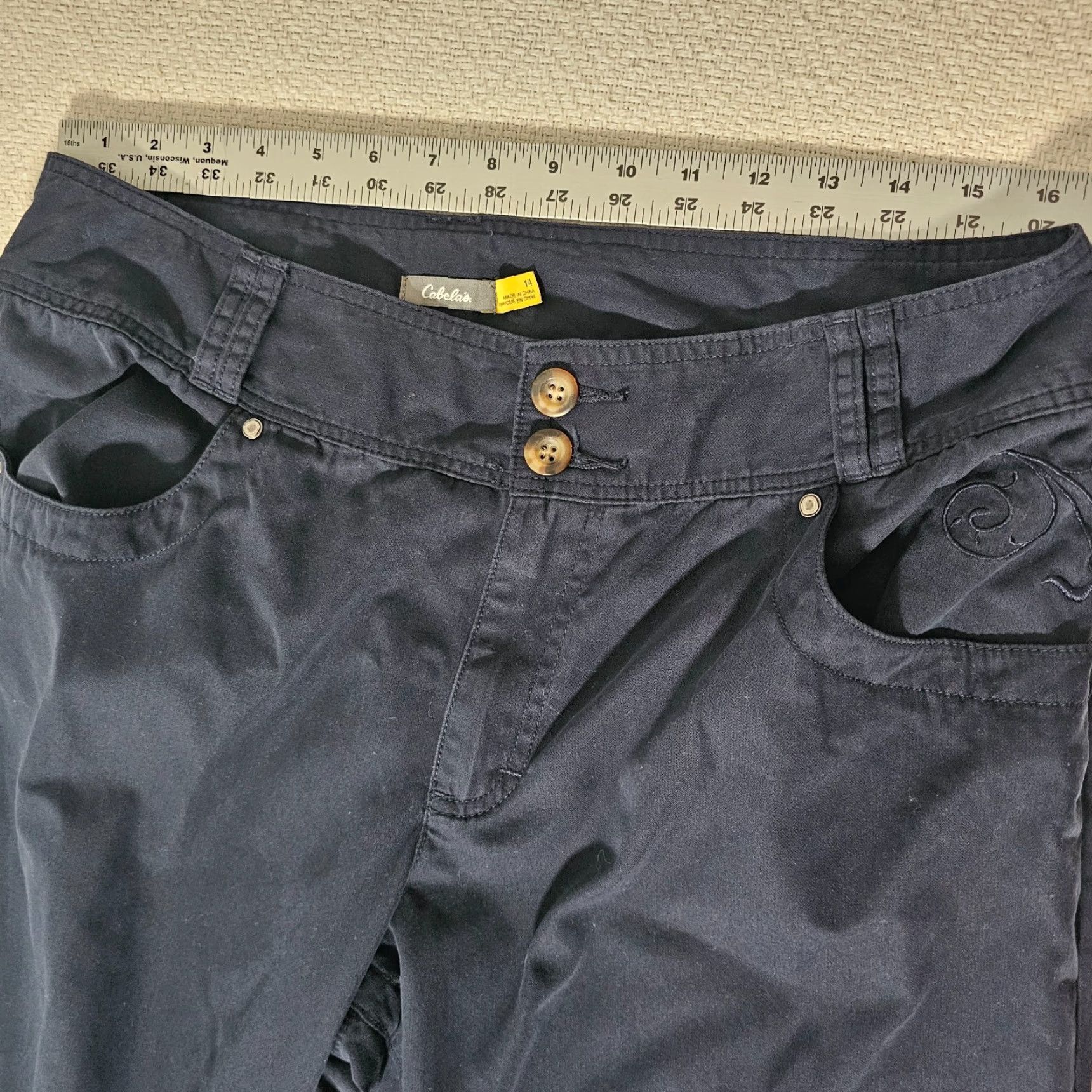 Vintage Cabela's Womens Size 14 Straight Pants Dark Blue Nylon Pockets Outdoors Chino Casual All Season Size 36" / US 14 / IT 50 - 5 Thumbnail