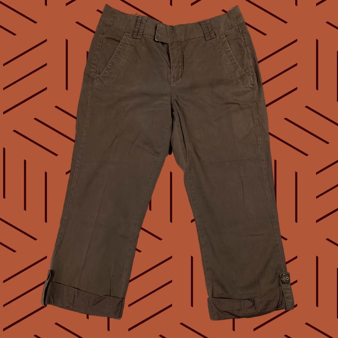 Vintage VINTAGE 90s Y2K Department of Peace Brown Cuffed Capri Pants Womens 32x22 Grunge Festival Size 24" / US 00 / IT 34 - 1 Thumbnail