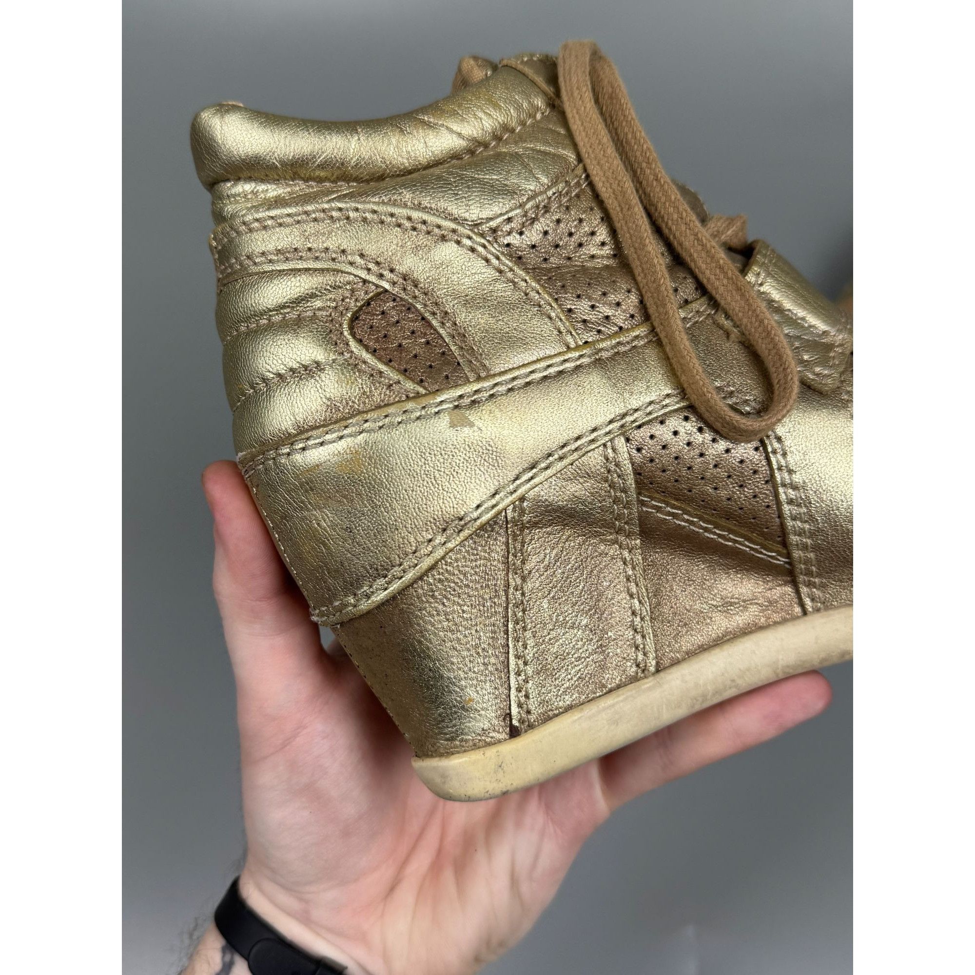 ASH ASH Bowie Hidden Wedge Gold Isabel Marant Type Sneakers Size US 8 / IT 38 - 9 Thumbnail
