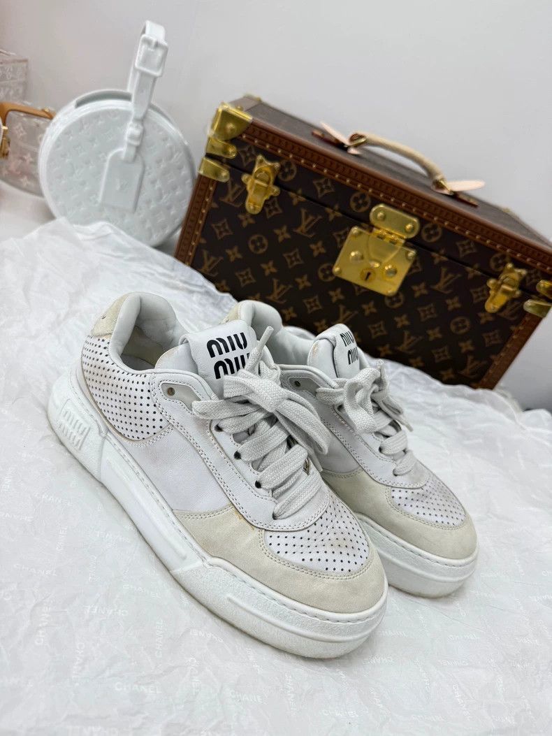 Prada Miu Miu Worn Sneakers Size 36.5-2506 Size US 6 / IT 36 - 2 Thumbnail