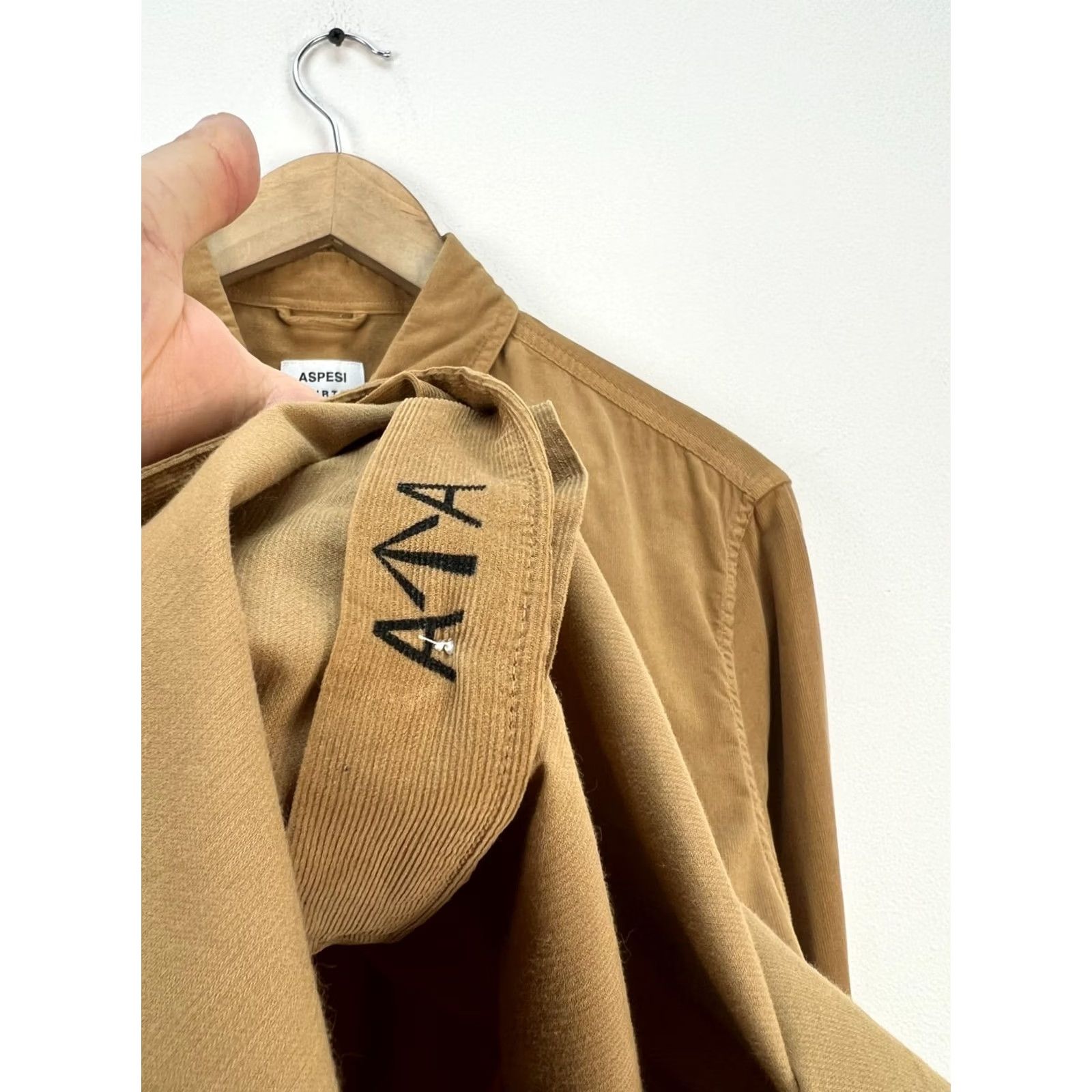 Aspesi ASPESI Mens Corduroy Shirt Brown Tan Button Up Cotton Long Sleeve S Size US S / EU 44-46 / 1 - 4 Thumbnail