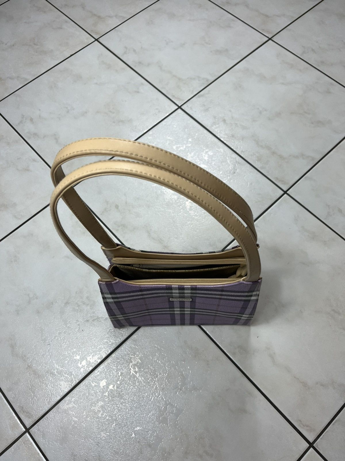 Vintage Burberry 90s leather big bag handbag nova checked