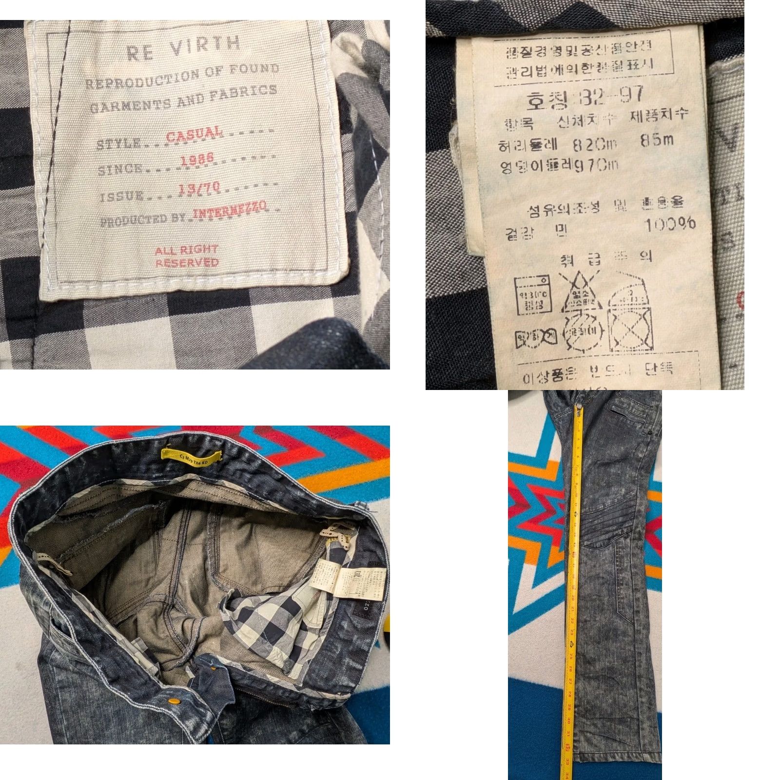 Vintage Intermezzo Japanese Selvedge Denim Jeans 32x33 Japan C3 M29 Y86 KO ReVirth Stars Size US 32 / EU 48 - 8 Thumbnail
