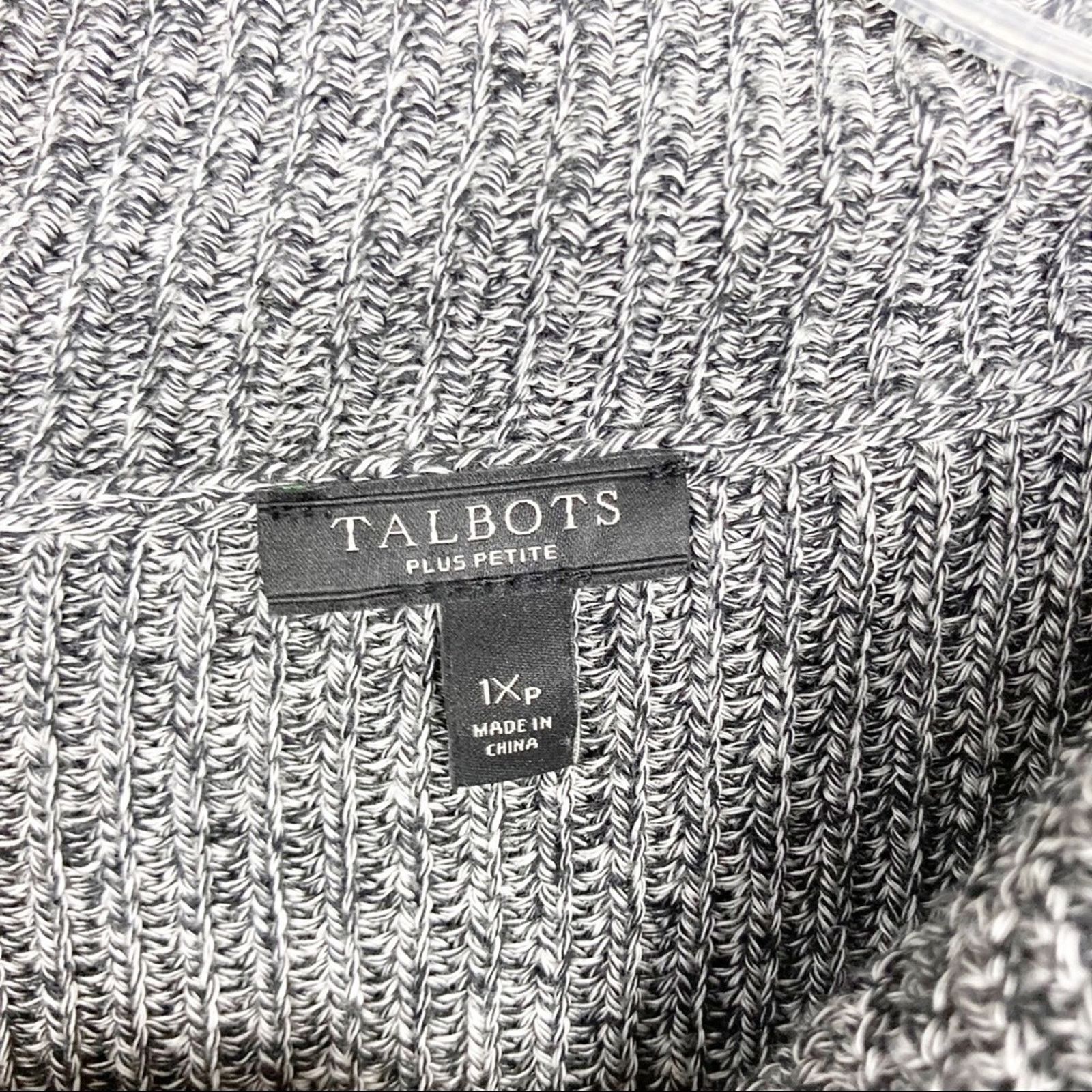 Other Talbots Heathered Gray Shawl Neck Knit Sweater Sz 1XP Size XL / US 12-14 / IT 48-50 - 3 Thumbnail