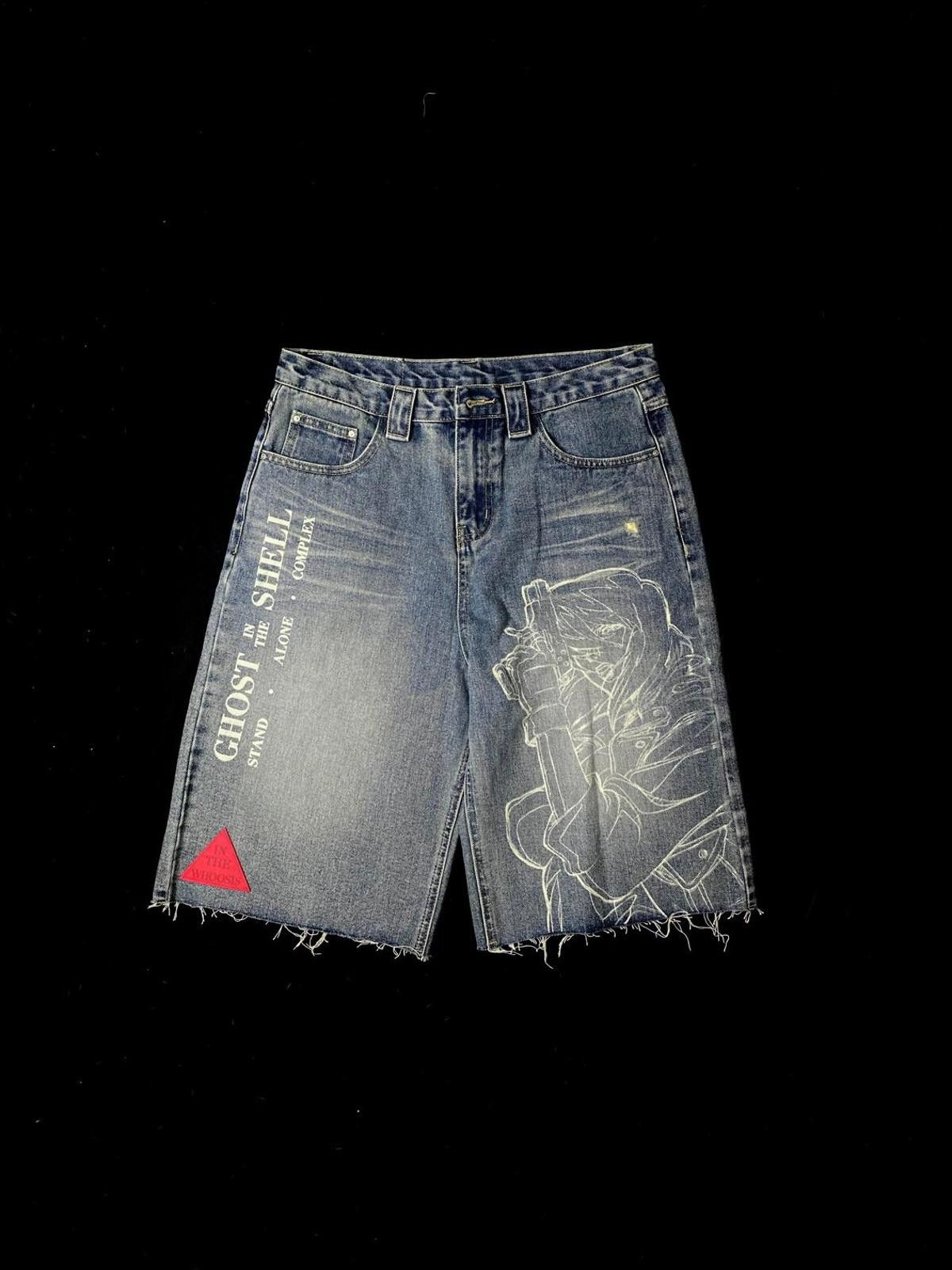 Japanese Brand Rare Whoosis × Ghost in the Shell Graphic Jeans Shorts M Size US 32 / EU 48 - 1 Thumbnail