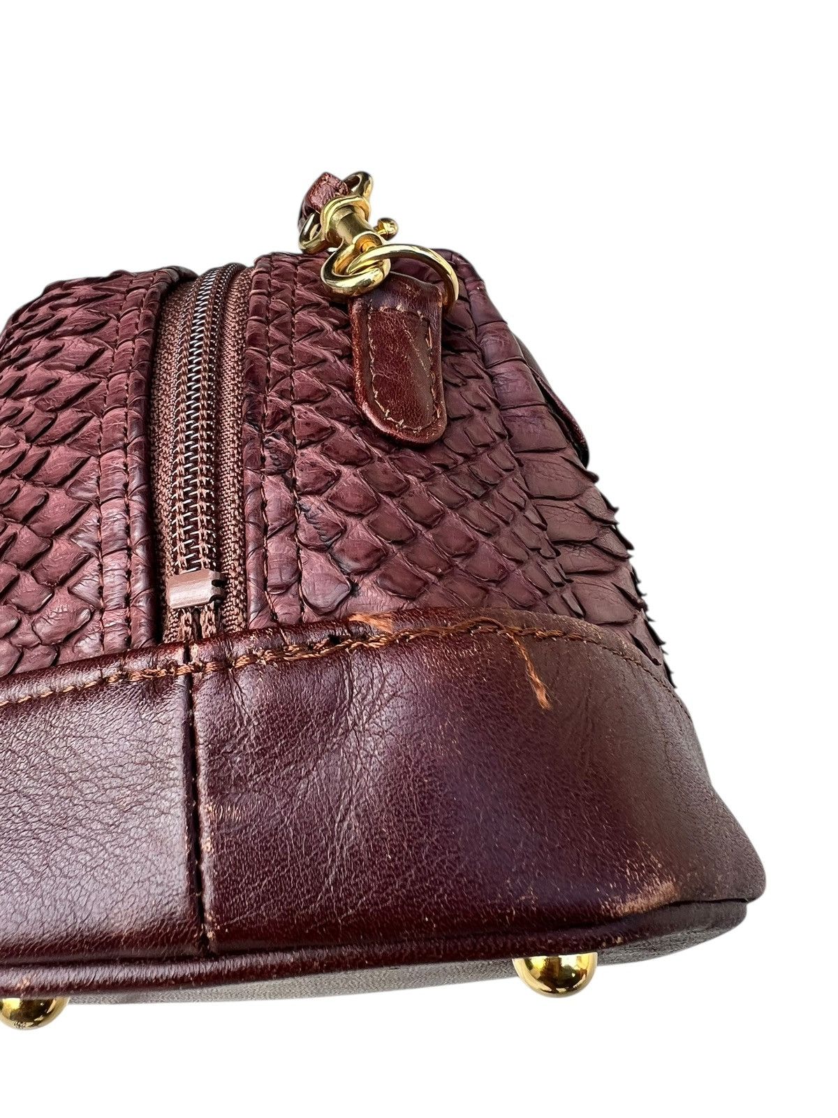 Leather Vintage GRES PARIS Python Skin Leather 2 Way Mini Boston Bag Size ONE SIZE - 17 Thumbnail