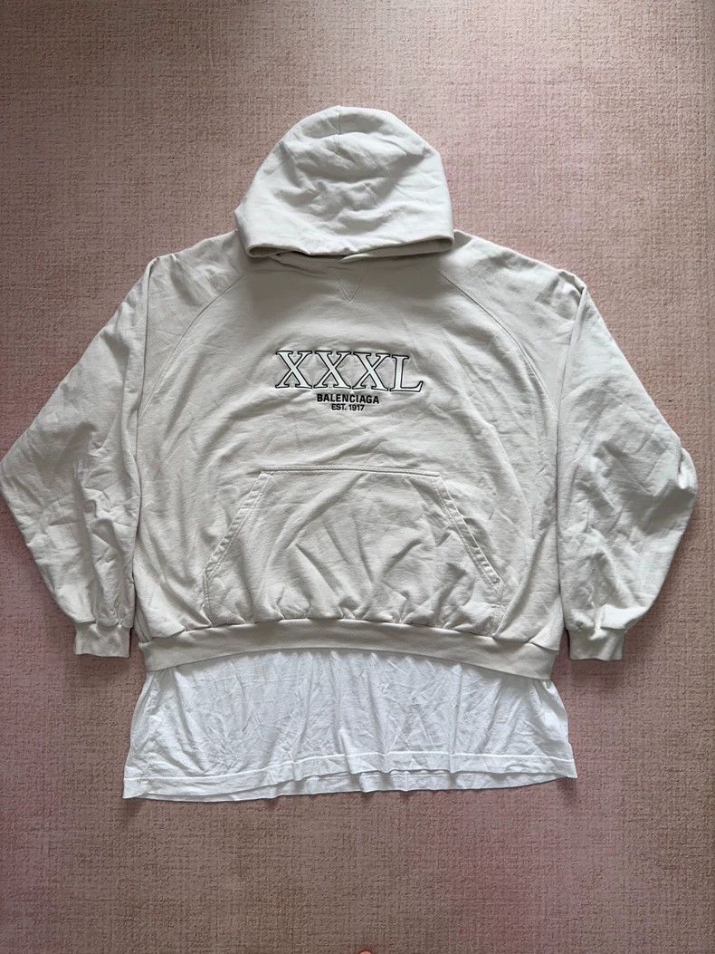Balenciaga 3XL faux two-piece hoodie sweatshirt