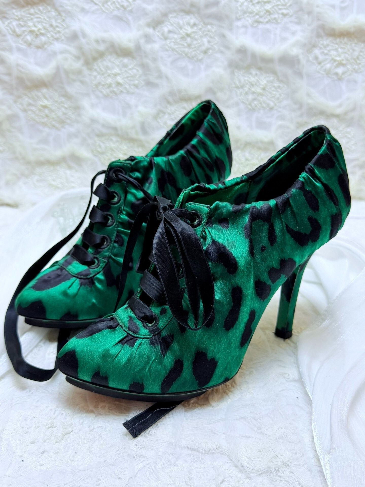 Dolce & Gabbana Dolce & Gabbana Animal Print Green Lowtop Sneakers Women Size US 5.5 / IT 35.5 - 1 Thumbnail